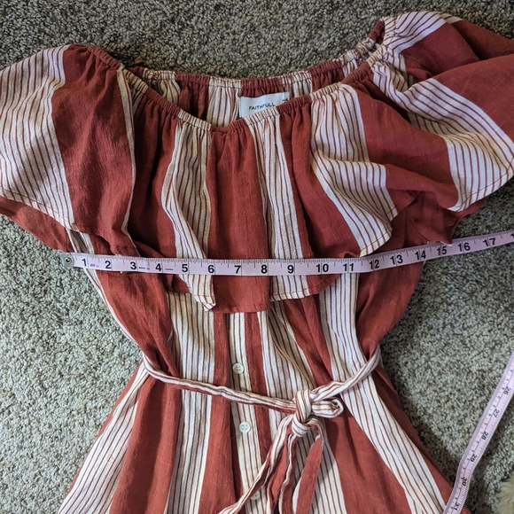 Faithfull the Brand Lulu's Amalfi Rust Red Striped Mini Dress Size US 2 Pockets - Picture 11 of 13